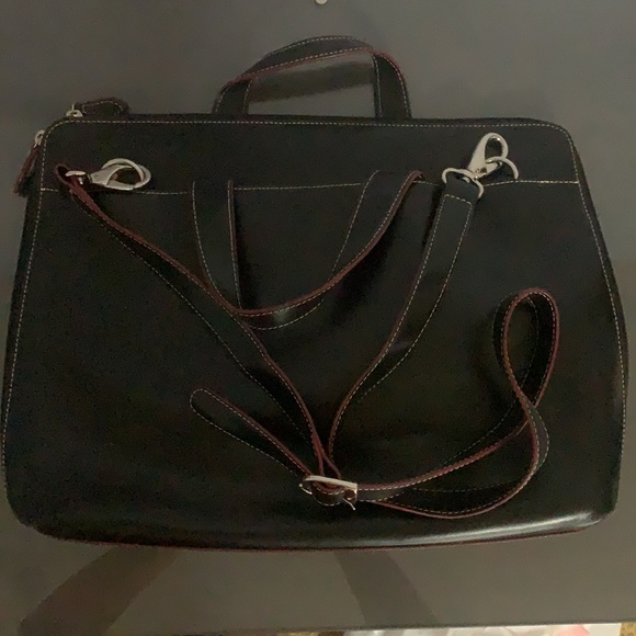Lodis Black Leather Laptop Bag - Picture 2 of 5